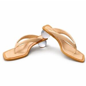 Cult Gaia Lilleth Nude Sphere Ball Heel Thong Sandals Slip On IT 35 US 5